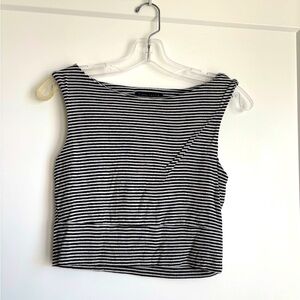 Final touch cropped striped black and white top medium